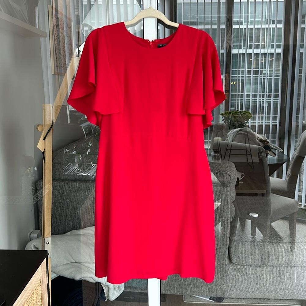 Red Crepe Sheath Dress